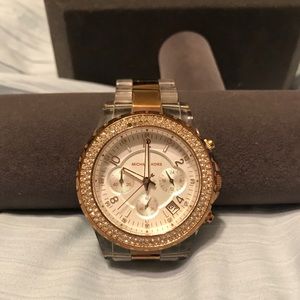 Michael Kors Rose Gold and clear watch